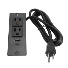 Conference Recessed Power Strip Table Socket Furniture Outlet PD 20W Fast Charging 2 USB Ports 1.5m Cord
