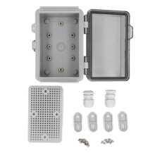 Distribution Box with Hinged Cover Mounting Plate Brackets IP67 Waterproof ABS Plastic Electrical Enclosure 100x150x90MM