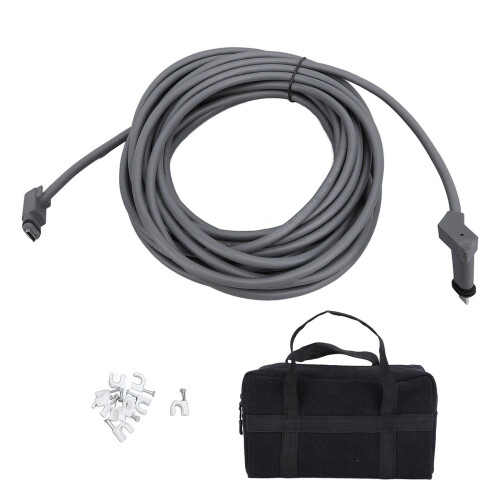 30FT Extension Cable for V2 Rectangular Satellite Replacement Router Cable with 10Pcs Fixing Clamps Grey