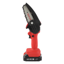 Electric Chain Saw Red Mini Handheld Rechargeable HighPower Outdoor Tree Felling Tool