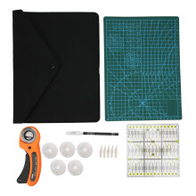 Rotary Cutter Set Leather Carving Tool Pad Cutting Engraving Knife Patch Work Ruler Combination