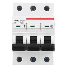 GYM9 C65 Miniatur Leistungsschalter, 3 polig, 400 V AC, hochwertige Ausführung, 6 A
