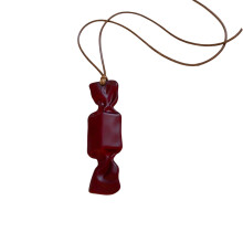 Unieke snoephars hanger lange ketting zacht wastouw-Koffie kleur