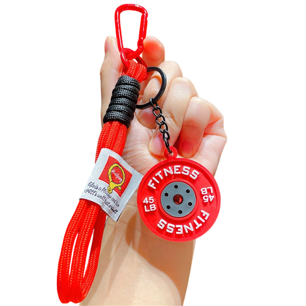 Fun Cartoon Barbell Keychain Fitness Gift Enhances Workout- Red 7709000776856