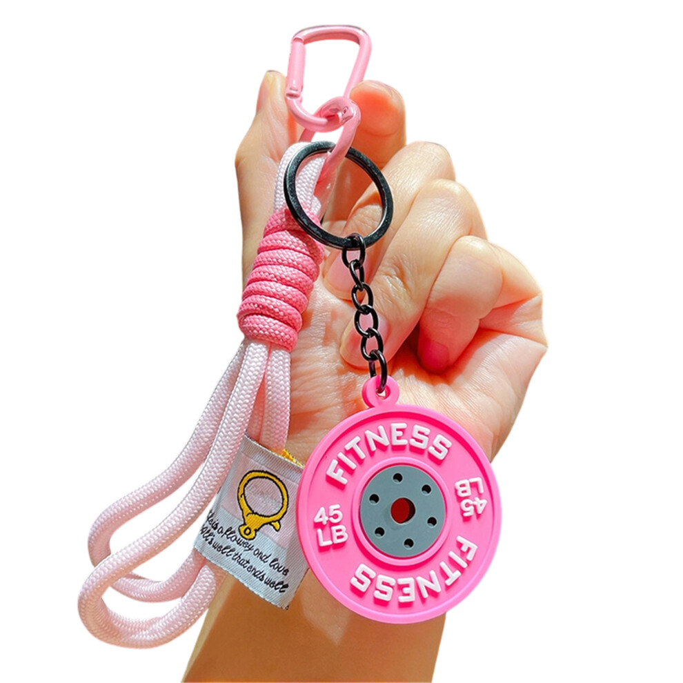 Practical Pvc Metal Barbell Keychain Creative Gift For- Pink 7709000776788