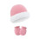 Soft Cotton Polyester Blend Cap and Mitts Newborn-Dark pink 1