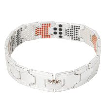 Abnehmbares, verstellbares, sechseckiges Multipoint Magnetarmband für Herren, Silber