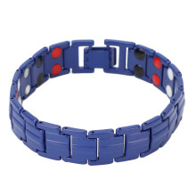 Magnetarmbänder verbessern den Schlaf und helfen beim Abnehmen. Stilvolle Armbänder aus Titanstahl Schmuck für Herren (Blau).