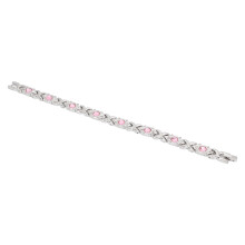 Magnetisches Damenarmband reduziert statische Aufladung, fördert Entspannung und einen ausgeglichenen Schlaf. Titanstahl Armbänder, Silber.