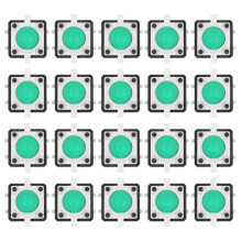 20 Stück 12x12x7,3 mm taktile Drucktaster mit LED Beleuchtung, grün