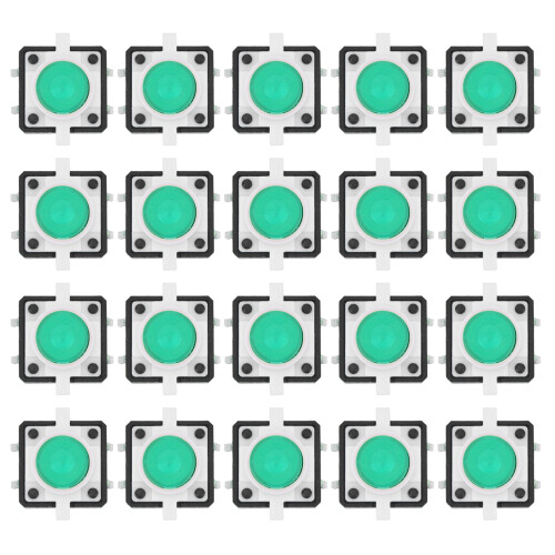 20PCS 12x12x7.3mm Tactile Push Button Switch LED Momentary Tactile Push Button SwitchGreen