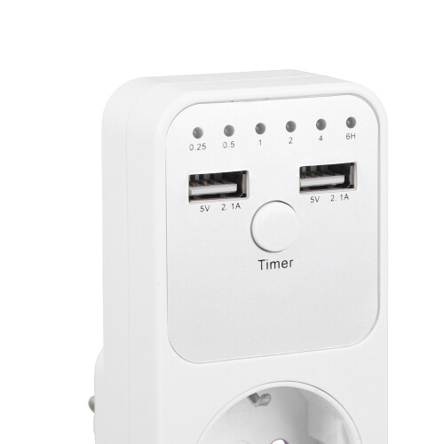 Voltage Protector Socket 3680W 16A Surge Protector Power Outlet with 2 USB Ports and Countdown Timer EU Plug 2