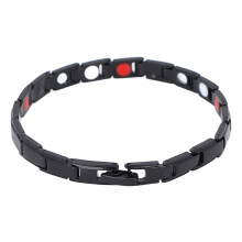 Magnetarmband für Damen und Herren, Titanstahl, schlicht, stilvoll, verstellbar, Magnettherapie Armband (0,76 cm breit), Schwarz