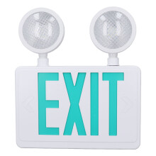 LED Notausgangsleuchte, wasserdicht (IP65), 2 verstellbare Leuchtenköpfe, grünes Schild für Unternehmen