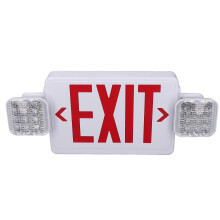 LED Emergency Exit Light Flame Retardant Shell Double Lights Red Exit Sign with Battery Backup