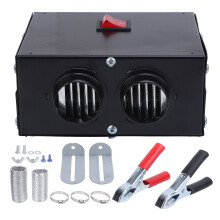 Tragbarer elektrischer Raumheizer mit 2 Anschlüssen und Aluminiumfolienrohren für Auto, Büro, Camping und Zelt, 24 V DC, 600 W
