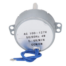 Synchronmotor, Wechselstrom 100–127 V, 5–6 U/min, 4 W, Rechts /Linkslauf, 28 mm Länge, 6,5 mm Wellendurchmesser