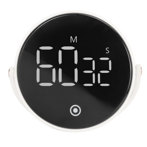 3in LED Digital Timer Rotatable Magnetic Low Noise ABS Shell Silicone Buttons Kitchen Timer White 1
