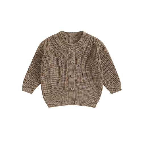 (18-24 Months, Khaki) Πλεκτό πουλόβερ για μωρά με κουμπιά, φθινόπωρο-χειμώνα