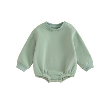 (0-3 Months, Green) Baby-Fleece-Overall, einfarbig, Rundhalsausschnitt, Strampler, Kleinkinderkleidung
