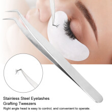 Right Angle Eyelashes Tweezers 17x4 cm Silver 23 g