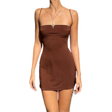 (L, Brown) Dámské mini šaty e-girls streetwear