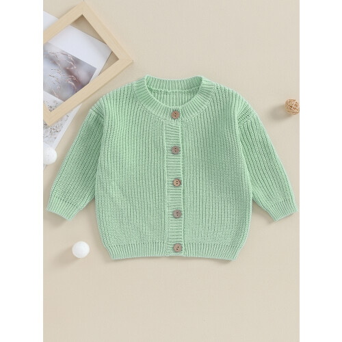 (6-12 Months, Fluorescent Green) Πλεκτό πουλόβερ για μωρά με κουμπιά, φθινόπωρο-χειμώνα 1
