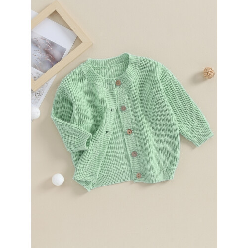 (6-12 Months, Fluorescent Green) Πλεκτό πουλόβερ για μωρά με κουμπιά, φθινόπωρο-χειμώνα 2