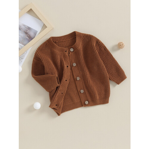 (6-12 Months, Maroon) Πλεκτό πουλόβερ για μωρά με κουμπιά, φθινόπωρο-χειμώνα 2