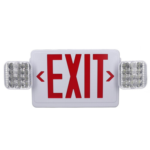 LED Emergency Exit Light Flame Retardant Shell Double Lights Red Exit Sign with Battery Backup 1