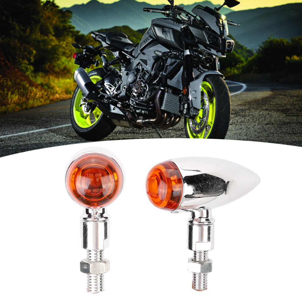 2Pcs Bullet Turn Signal Lamp 12V10mm Silver/Yellow 9391393751664