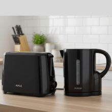 Pifco Black 1.7L Kettle & 2 Slice Toaster Set