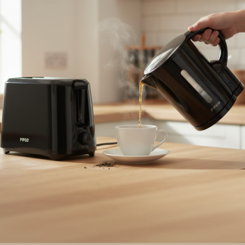 Pifco Black 1.7L Kettle & 2 Slice Toaster Set 1