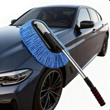 Car Duster with Telescopic Handle, Soft Microfiber Cleaning Brush for Interior and Exterior, Blue