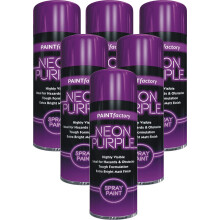 6 x Purple Neon Spray Paint All Purpose Metal Matt Finish