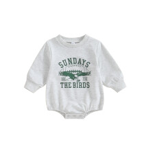 (6-12 Months, Light Gray) Csecsemő Baba Őszi Pulóver Overall Sasmintás Kerek Nyakú Hosszú Ujjú Buborékos Ruhák
