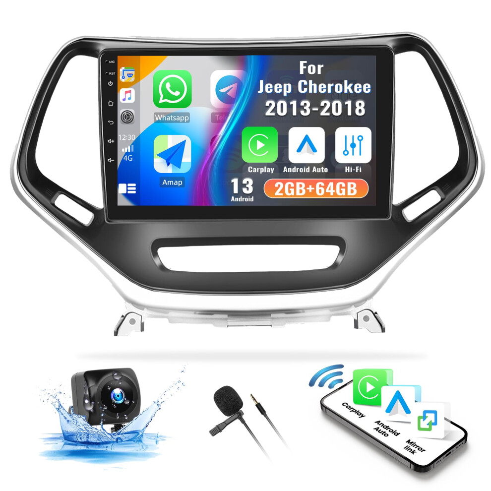 Android 13 Car Stereo For Jeep Cherokee 20132018, 10.1' Touchscreen Radio With Wireless Carplay, Gps, Bluetooth, Hifi Audio, Backup Camera 9073542156192