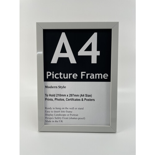 Light Grey A4 Picture Frame: Wooden Photo, Print, Certificate Display 1
