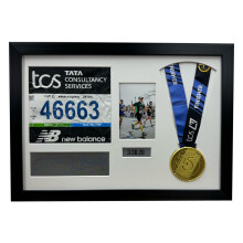(Mahogany, Black) London Marathon Medal Display Frame: DIY Bib & Photo Keepsake