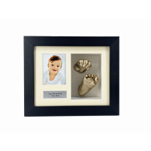 (Mahogany, Ivory) Baby Handprint Footprint Frame: 3D Shadow Box Keepsake with Photo & Text