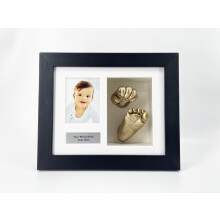 (Mahogany, White) Baby Handprint Footprint Frame: 3D Shadow Box Keepsake with Photo & Text