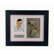 (Black, Pink) Baby Handprint Footprint Frame: 3D Shadow Box Keepsake with Photo & Text