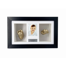 (Gold, Ivory) 3D Baby Hand & Foot Cast Frame: Personalized Newborn Keepsake Shadow Box