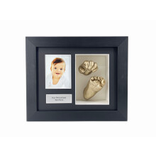 (Gold, Black) Baby Handprint Footprint Frame: 3D Shadow Box Keepsake with Photo & Text