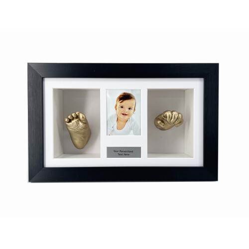 (Silver, White) 3D Baby Hand & Foot Cast Frame: Personalized Newborn Keepsake Shadow Box