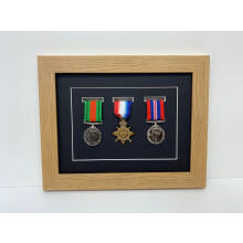 (3 medal frame, Oak) War Medal Display Frame, Military Award, Choice of Frame