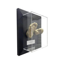 (Gold, Blue) 3D Baby Handprint Footprint Frame | Personalized Shadow Box Keepsake
