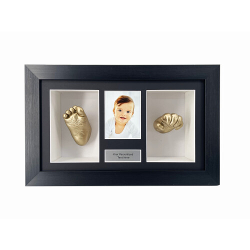 (Gold, Grey) 3D Baby Hand & Foot Cast Frame: Personalized Newborn Keepsake Shadow Box 2