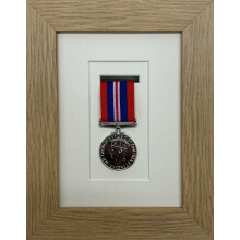 (1 medal frame, Oak) War Medal Display Frame: Black Finish, White Mount