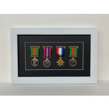(4 medal frame, White) War Medal Display Frame, Military Award, Choice of Frame